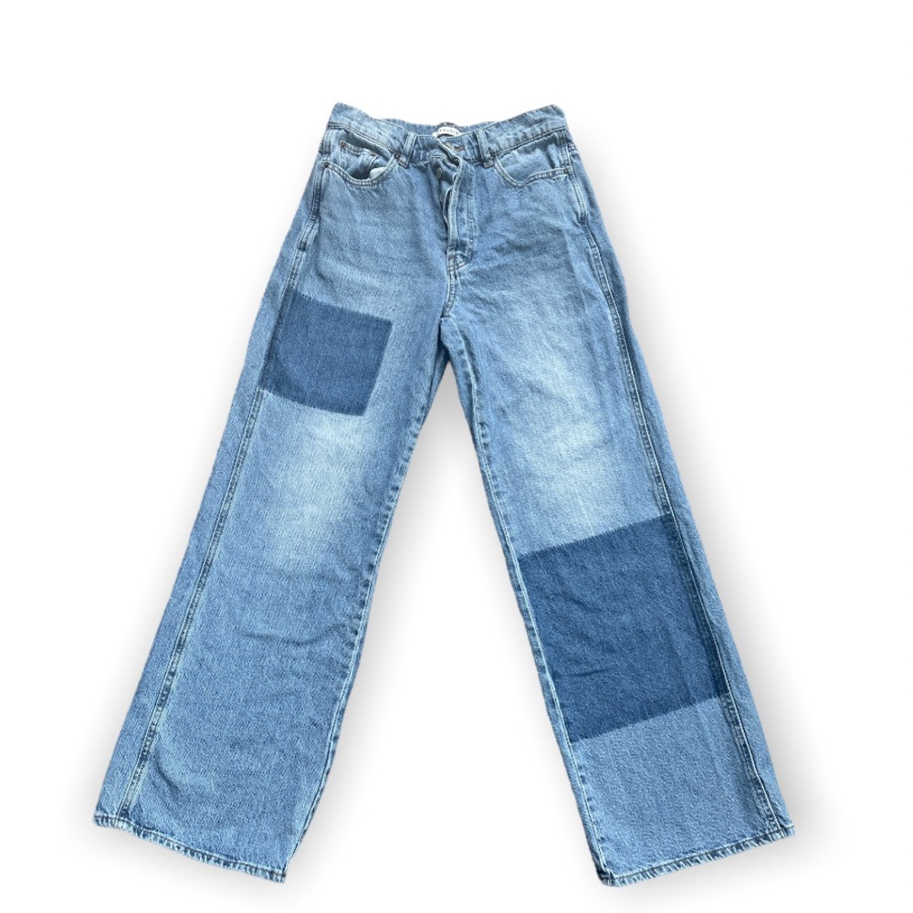 wide leg baggy patchwork jeans